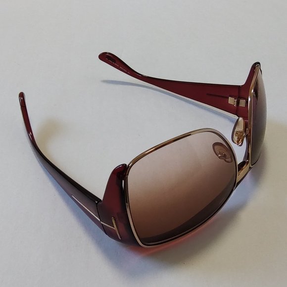Tom Ford KELLAN Sunglasses Plastic TF 90  Gold T Logo Burgundy Brown Red main image 12